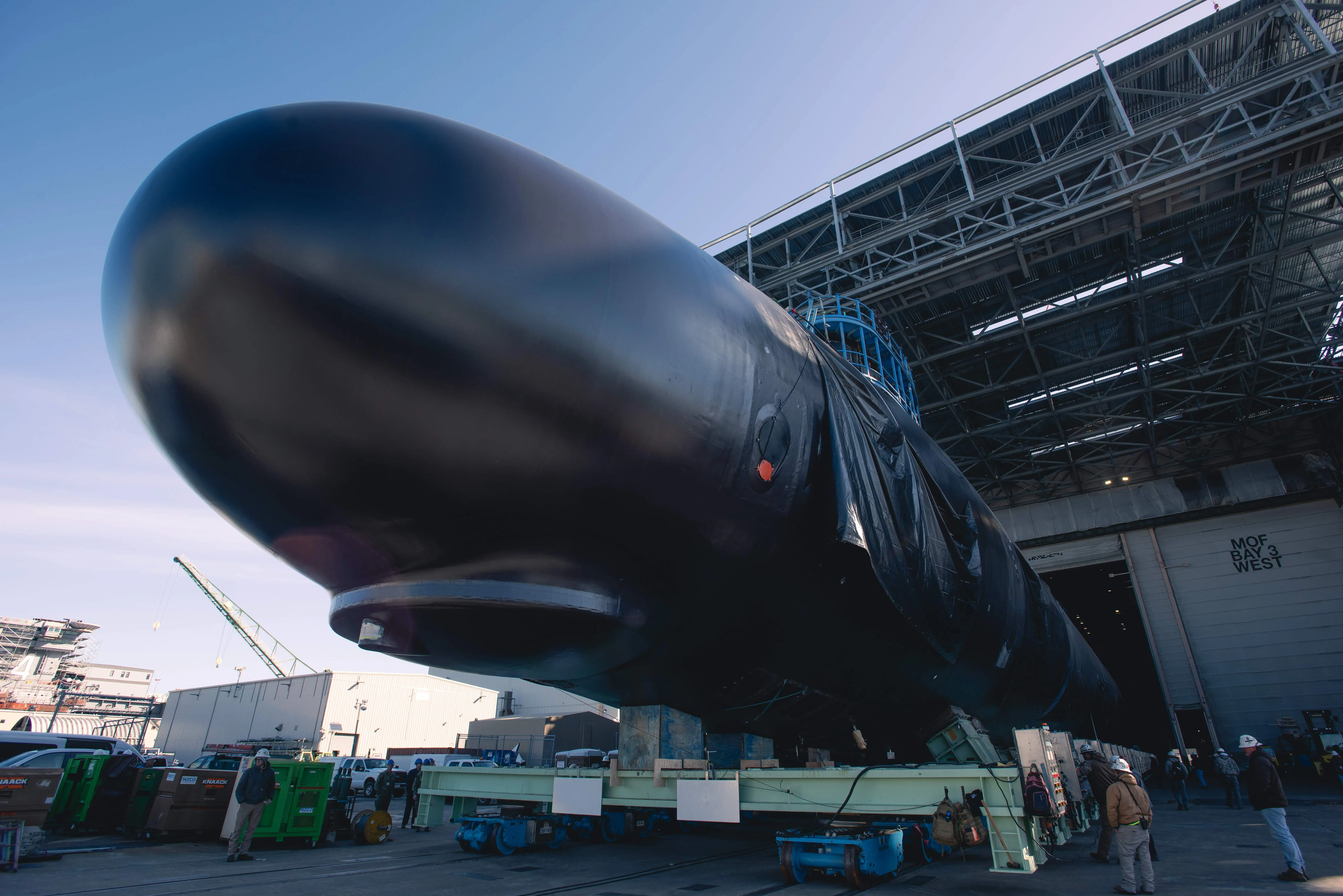 USS New Jersey (SSN-796) floating pierside after her April 2022 launch.
