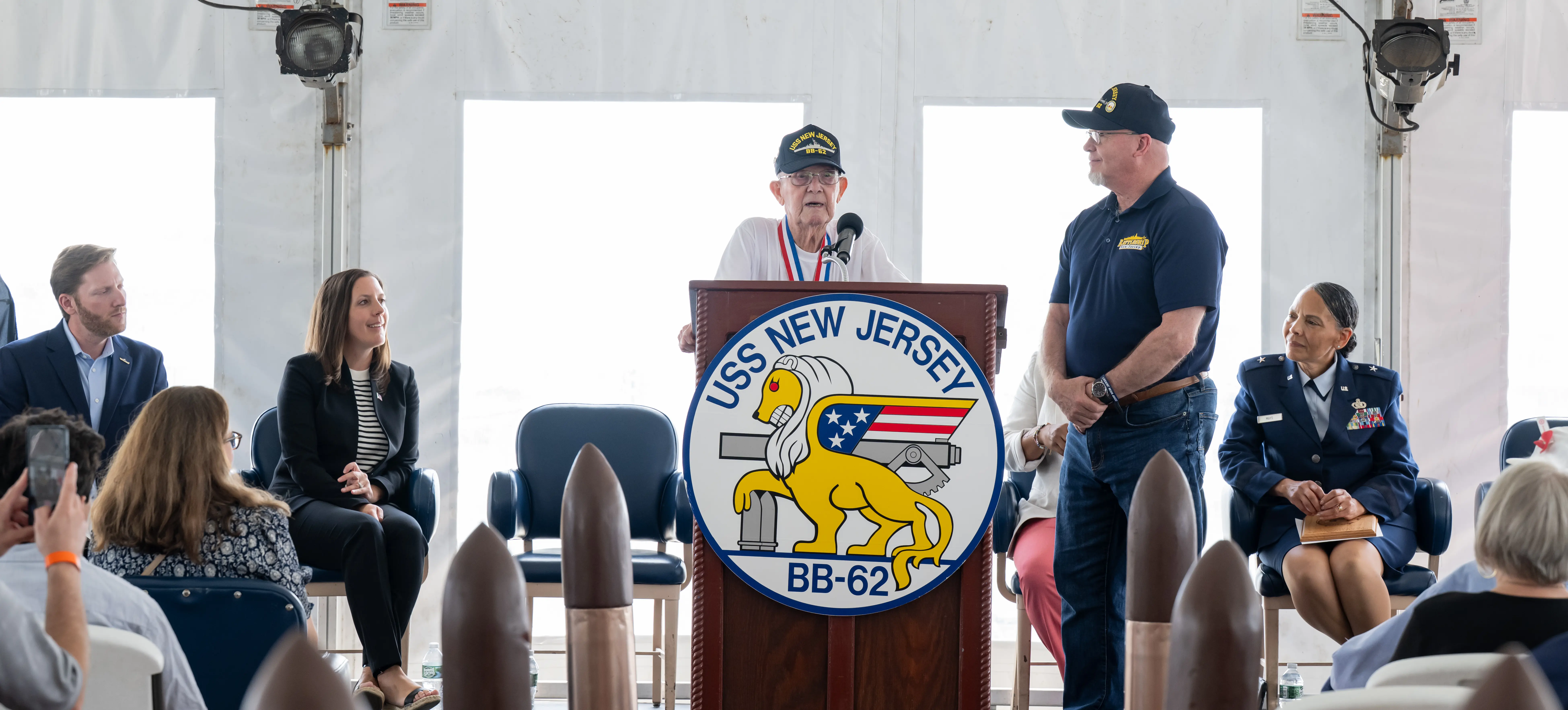 Paul Robbins aboard Battleship New Jersey during the June 15 ceremony.