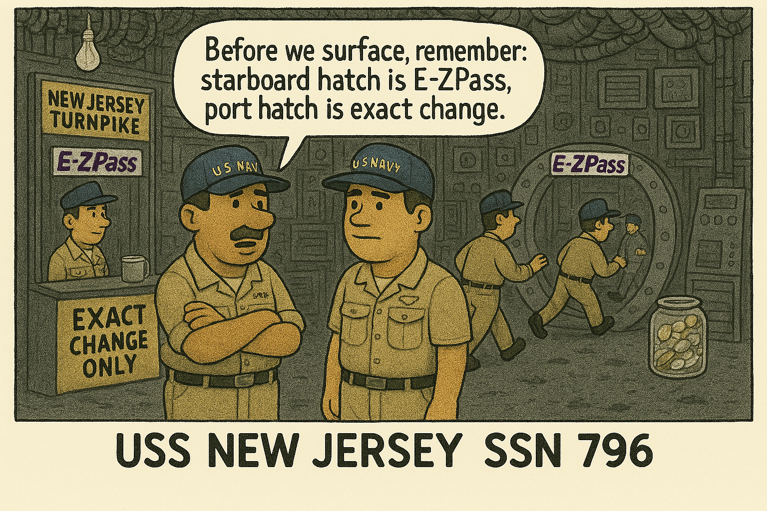 USS NEW JERSEY toll booth humor graphic